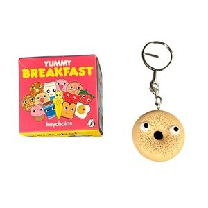 Kidrobot Yummy Breakfast Keychain Charm 2008 Happy Bagel Vinyl Art Kawaii w/ Box